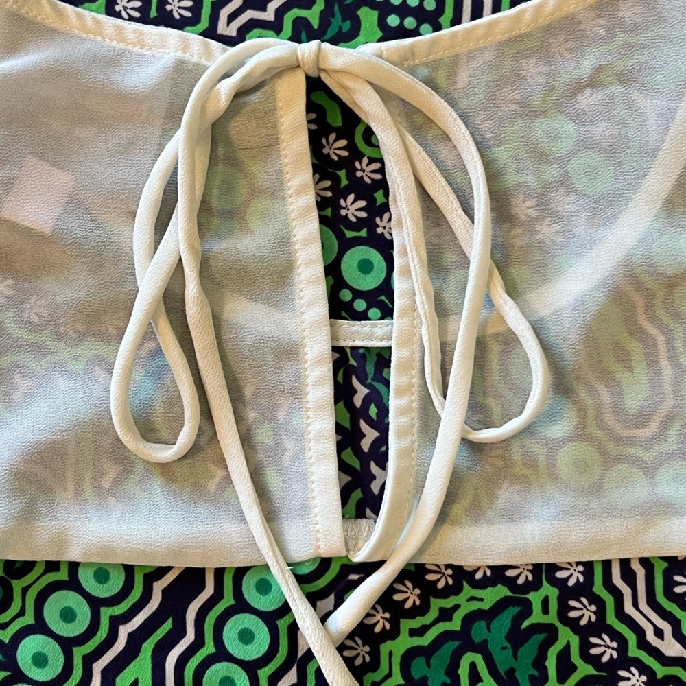 Romeo & Juliet Couture Green Blue Cream Blouse Top - Picture 6 of 11
